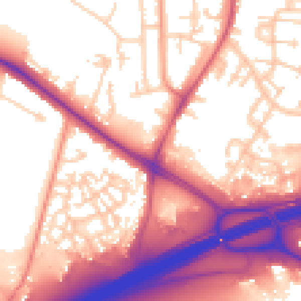 Daytime road noise heatmap for SL3 8NE