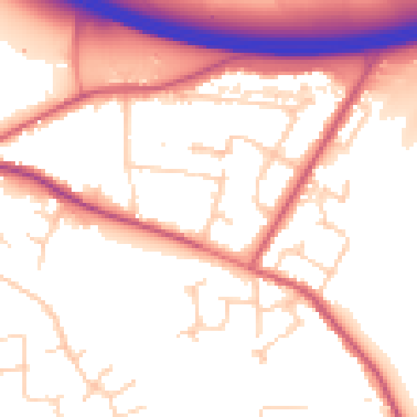Daytime road noise heatmap for SL3 9NA