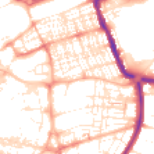 Daytime road noise heatmap for SN1 2AE