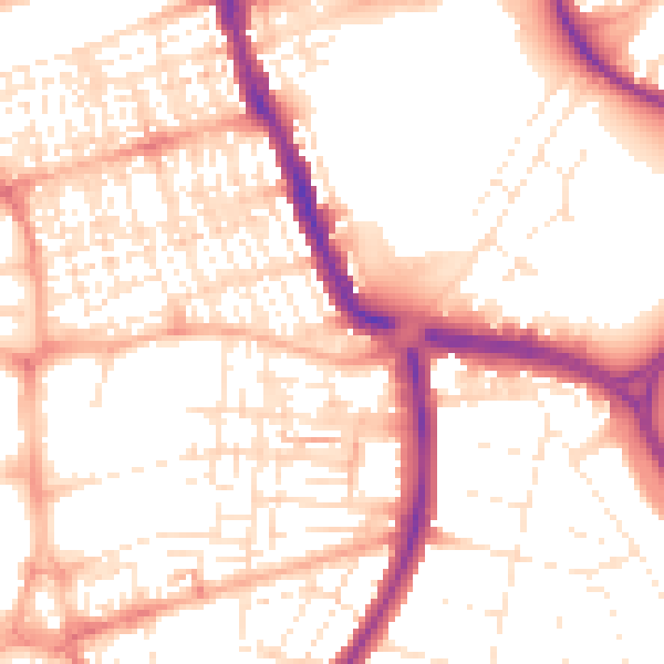 Daytime road noise heatmap for SN1 2DZ
