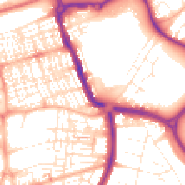 Daytime road noise heatmap for SN1 2EB