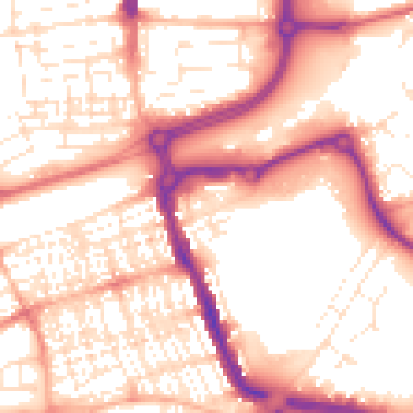 Daytime road noise heatmap for SN1 2EQ