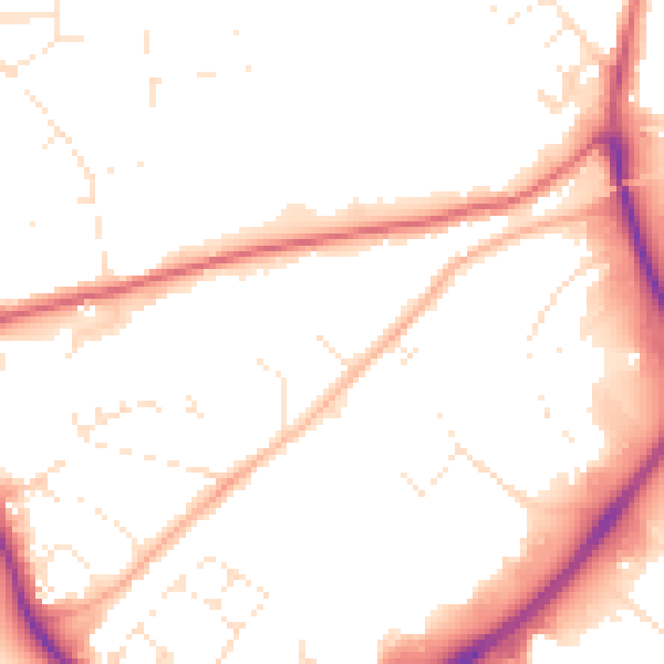 Daytime road noise heatmap for SN1 2FB