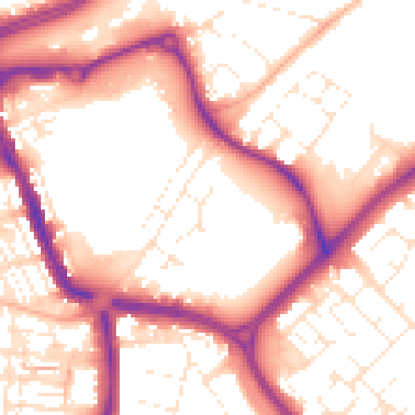 Daytime road noise heatmap for SN1 2GL