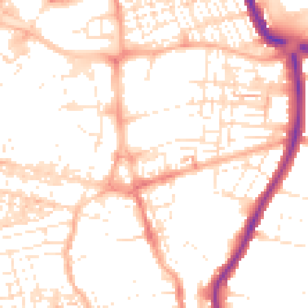 Daytime road noise heatmap for SN1 2JQ