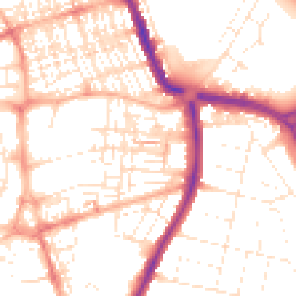 Daytime road noise heatmap for SN1 2JX