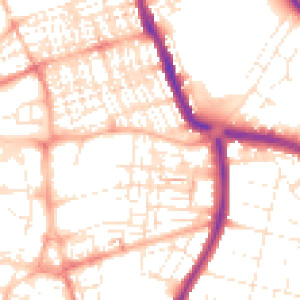 Daytime road noise heatmap for SN1 2LE