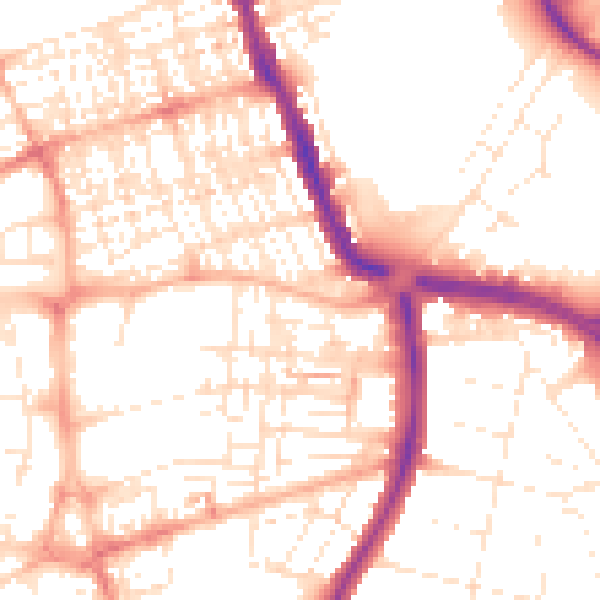 Daytime road noise heatmap for SN1 2LJ