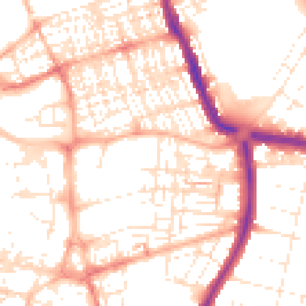 Daytime road noise heatmap for SN1 2LQ