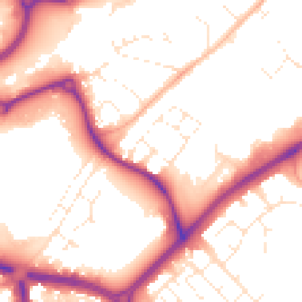 Daytime road noise heatmap for SN1 2PE