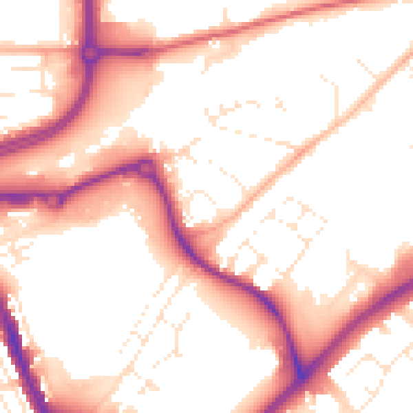 Daytime road noise heatmap for SN1 2QN