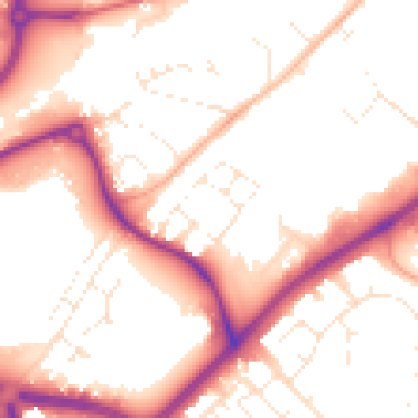 Daytime road noise heatmap for SN1 2QR