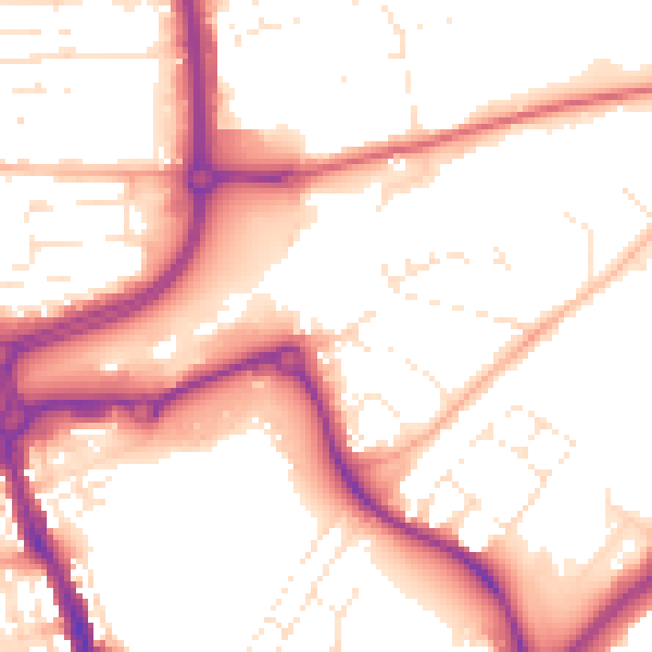 Daytime road noise heatmap for SN1 2QU