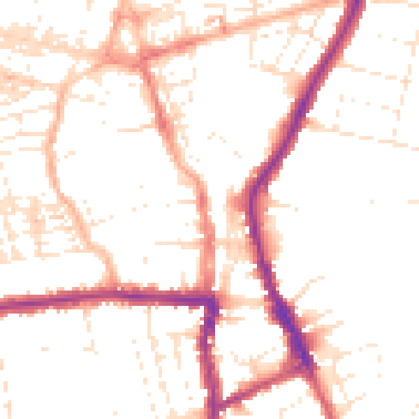 Daytime road noise heatmap for SN1 3BB