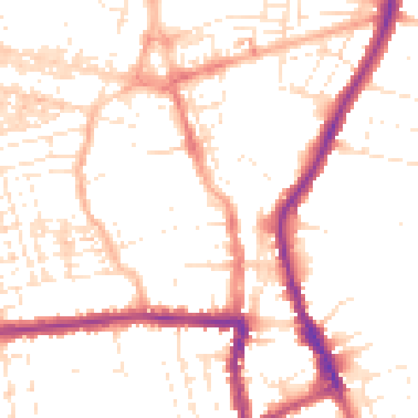 Daytime road noise heatmap for SN1 3DD