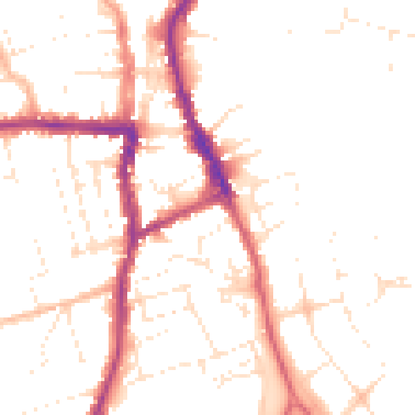 Daytime road noise heatmap for SN1 3FN