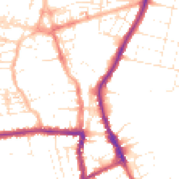 Daytime road noise heatmap for SN1 3HN