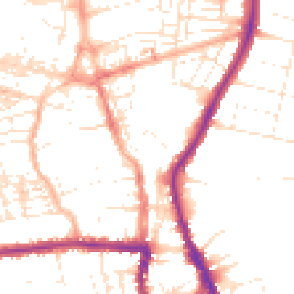 Daytime road noise heatmap for SN1 3HW