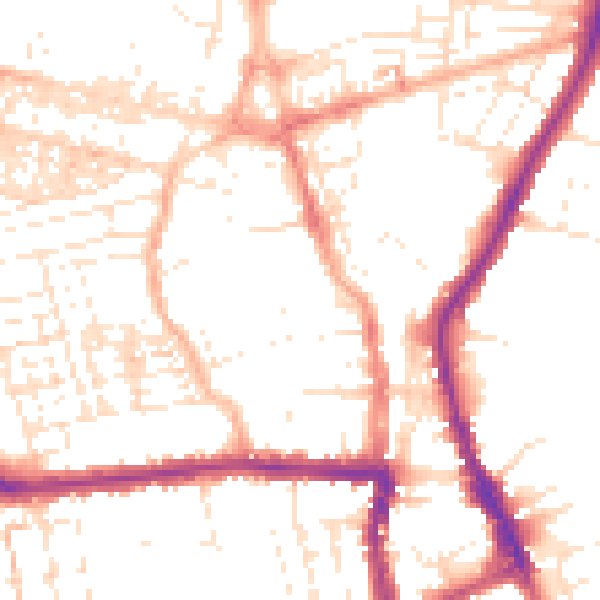 Daytime road noise heatmap for SN1 3JA
