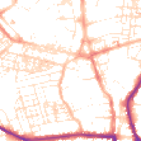 Daytime road noise heatmap for SN1 3JE