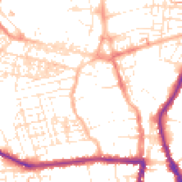 Daytime road noise heatmap for SN1 3LL