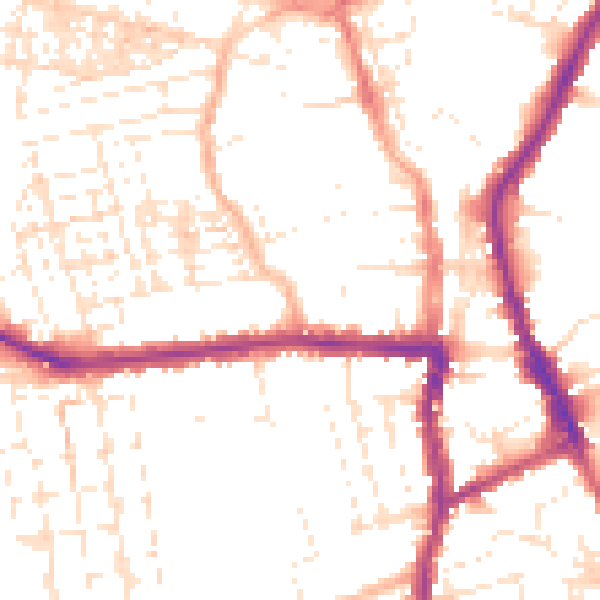 Daytime road noise heatmap for SN1 3LS