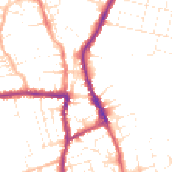 Daytime road noise heatmap for SN1 3LW