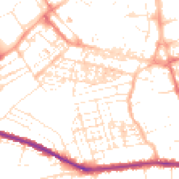 Daytime road noise heatmap for SN1 3PB