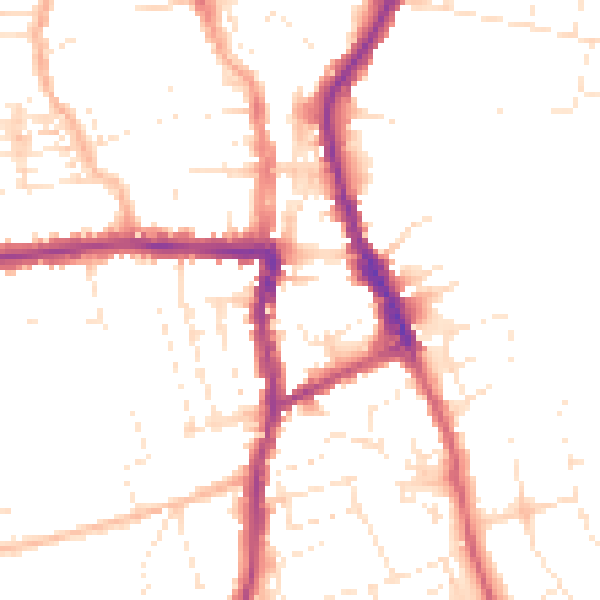 Daytime road noise heatmap for SN1 4BB