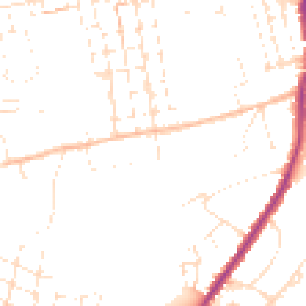 Daytime road noise heatmap for SN1 4DD