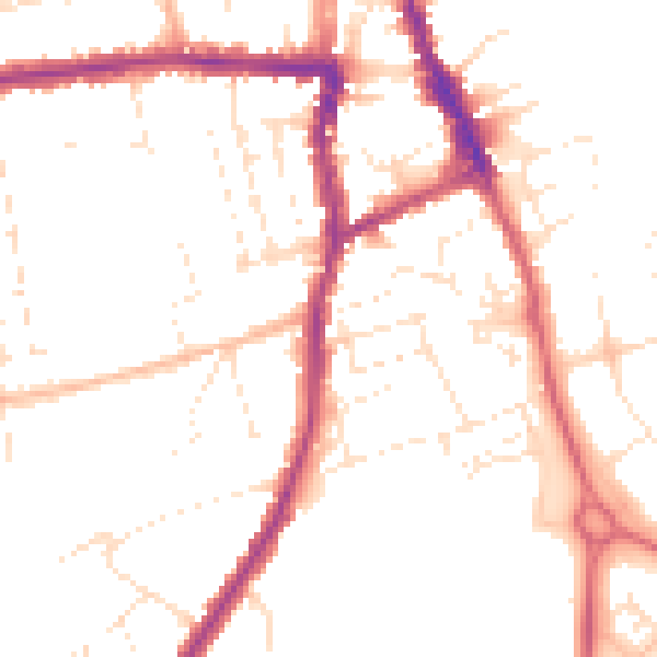 Daytime road noise heatmap for SN1 4DG