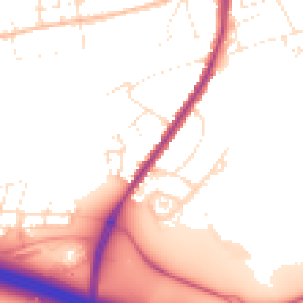 Daytime road noise heatmap for SN1 4DT