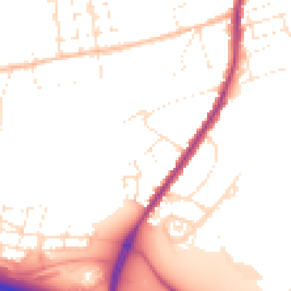 Daytime road noise heatmap for SN1 4DX
