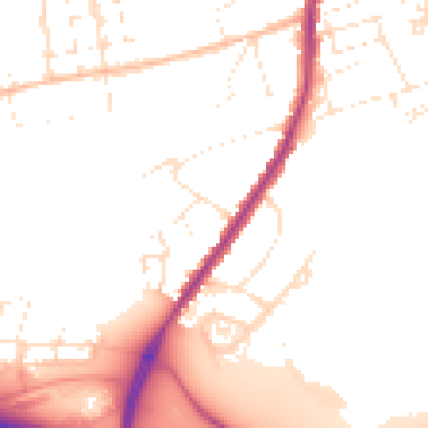 Daytime road noise heatmap for SN1 4DZ