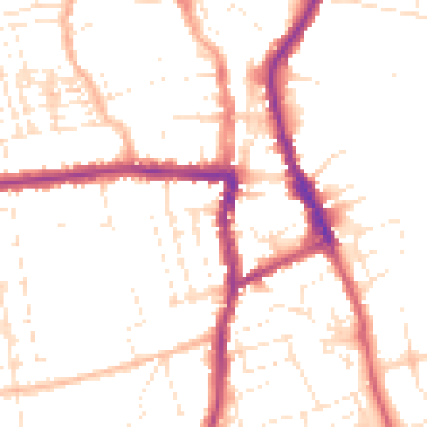 Daytime road noise heatmap for SN1 4FE