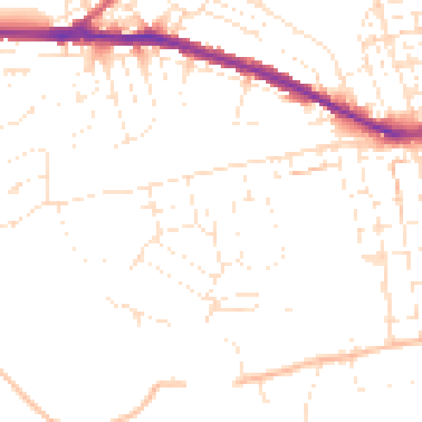 Daytime road noise heatmap for SN1 4GA