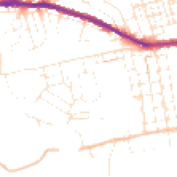 Daytime road noise heatmap for SN1 4GE