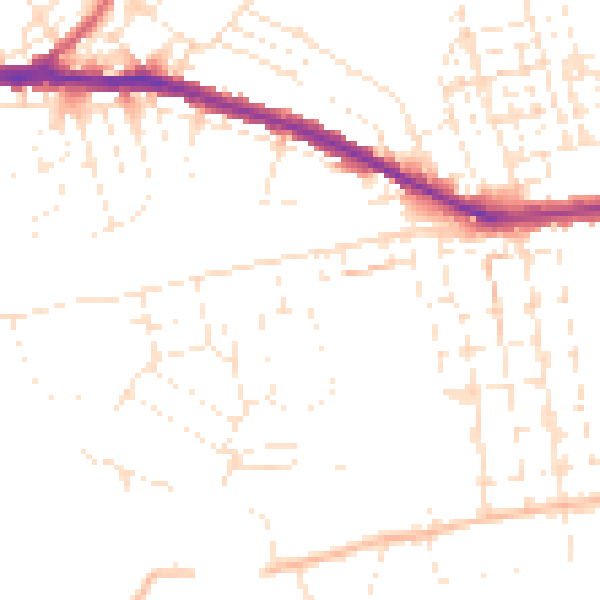 Daytime road noise heatmap for SN1 4GW