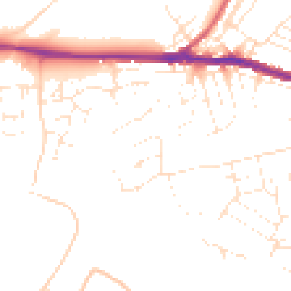 Daytime road noise heatmap for SN1 4JZ