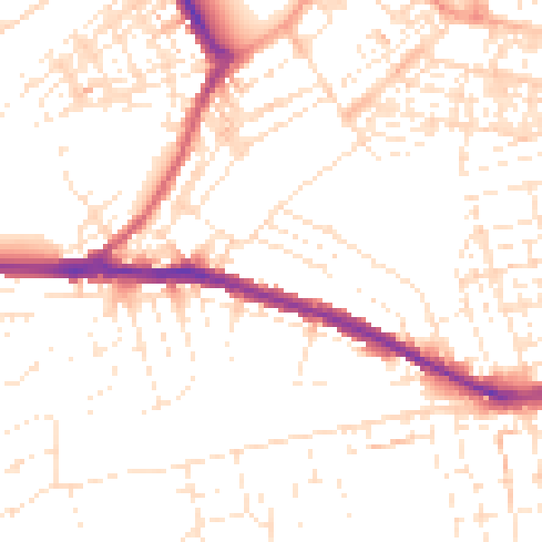Daytime road noise heatmap for SN1 4LD