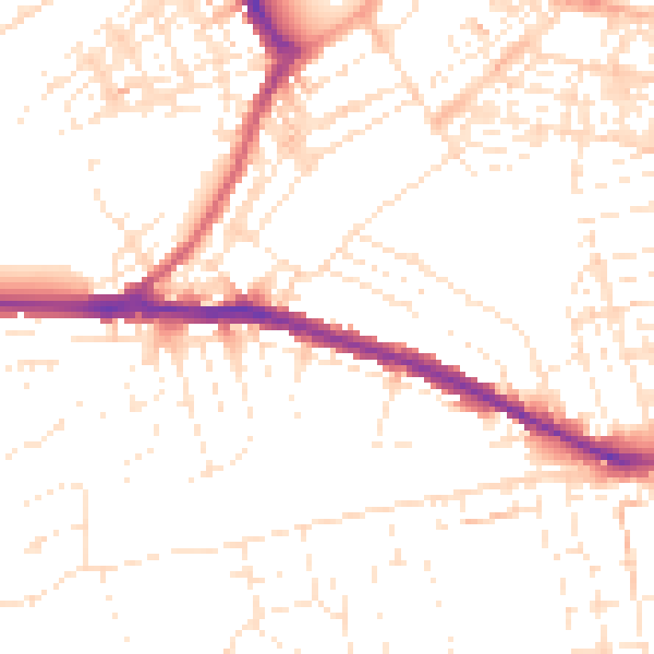 Daytime road noise heatmap for SN1 4LJ