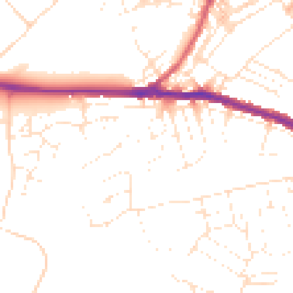 Daytime road noise heatmap for SN1 4PN