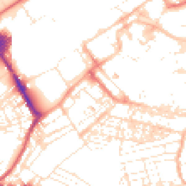 Daytime road noise heatmap for SN1 5DX