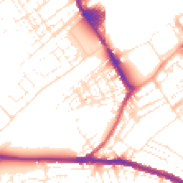 Daytime road noise heatmap for SN1 5EY