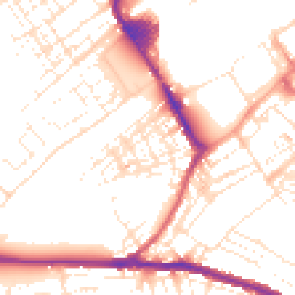 Daytime road noise heatmap for SN1 5HA