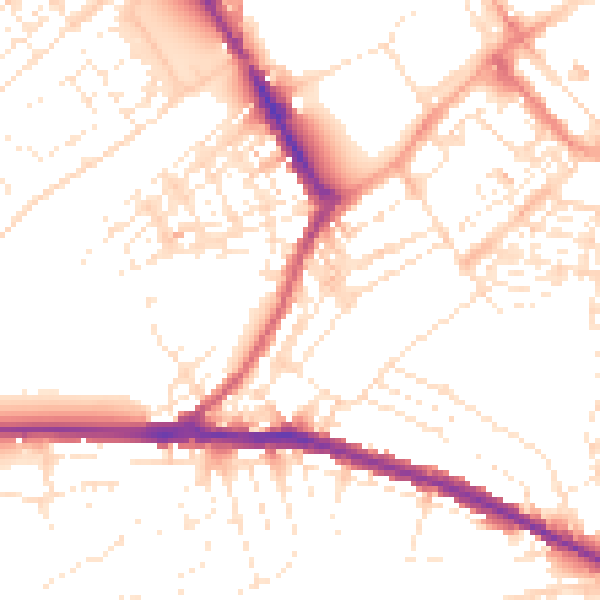 Daytime road noise heatmap for SN1 5HX