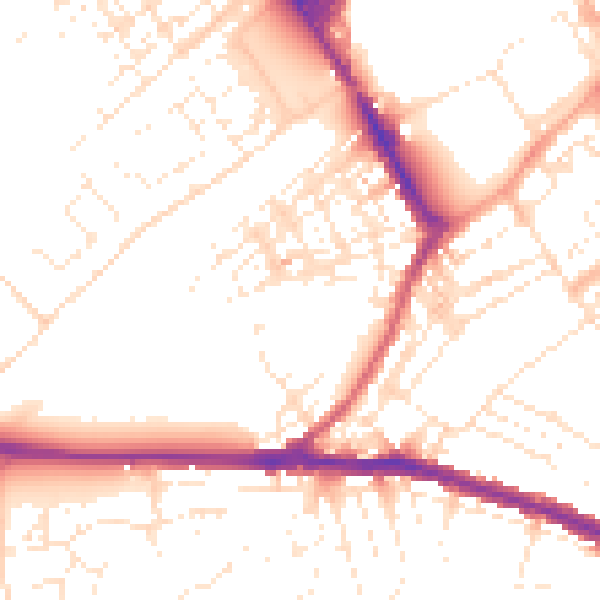 Daytime road noise heatmap for SN1 5JH