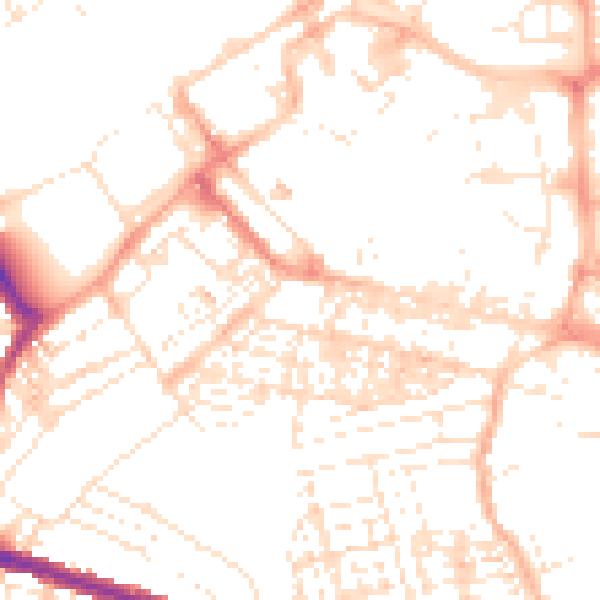 Daytime road noise heatmap for SN1 5JS