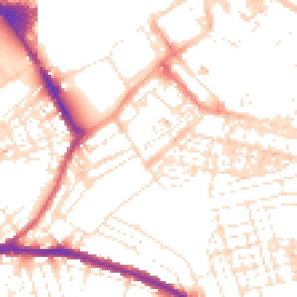 Daytime road noise heatmap for SN1 5JT