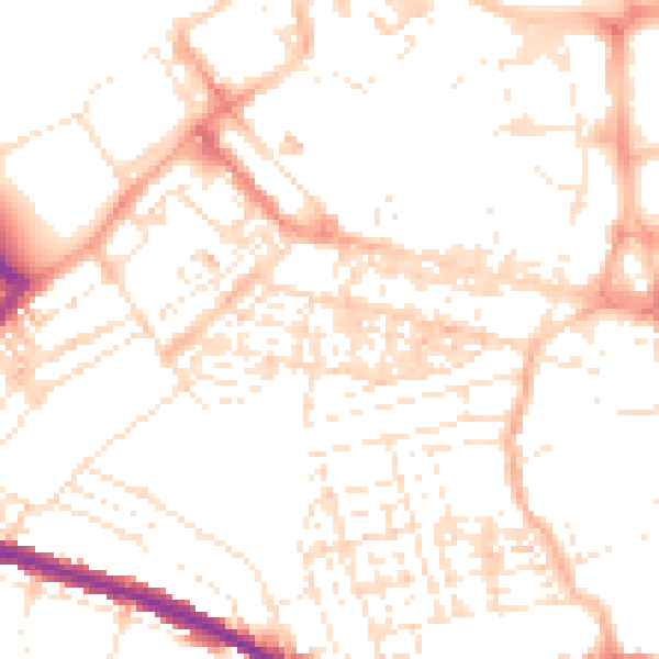 Daytime road noise heatmap for SN1 5NA
